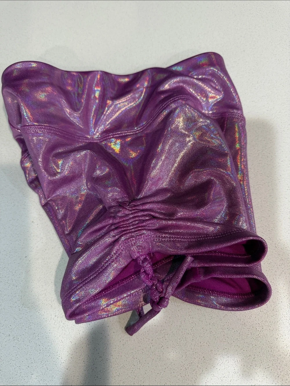 Justice Girls Shimmery Purple Holographic Athletic Shorts